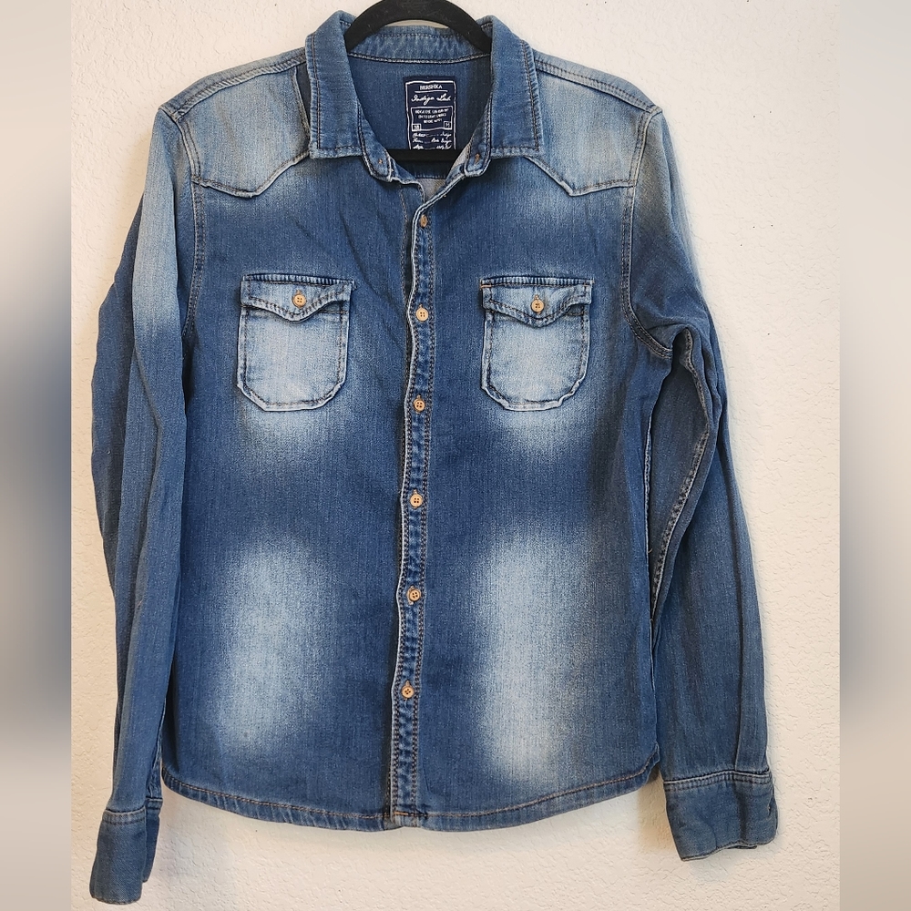Bershka Women's Denim Button-Down, Size M